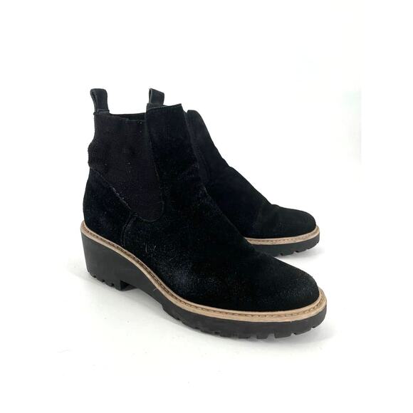 Dolce Vita Black Helen Suede Elastic Wedge Chelsea Boots - Picture 2 of 9